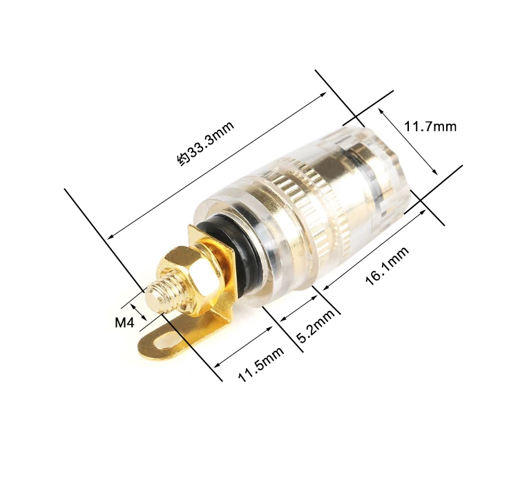 Позолоченный медный разъем типа "банан", 4 мм, резьба, средний усилитель, динамик, лопата, Клеммная Клемма, штырь типа "банан", розетка M4 M8