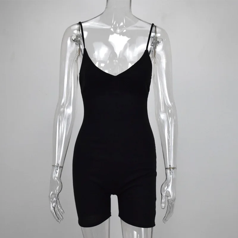 woman Black Skinny Spaghetti Strap sleeveless Street bodysuit jumpsuits body femme clothes vintage suit Rompers bar club Bodycon dress shops