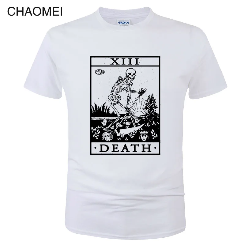 

Vintage Tarot Card T Shirt Death Card Occult Shirt 100% Cotton Short Sleeve Summer T-shirt Men's Fashion Unisex Tops Tees C05