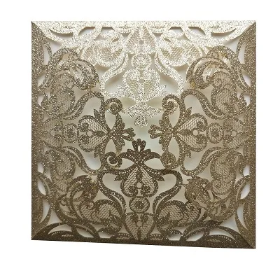 Gold Glitter 100 шт квадратные лазерные Пригласительные открытки - Цвет: Gold Glitter