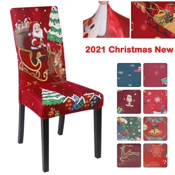 

1/2/4/6pcs Christmas Printed Chair Cover Spandex Elastic Stretch Slipcovers Chair Covers For Dining Room Wedding Banquet Hotel