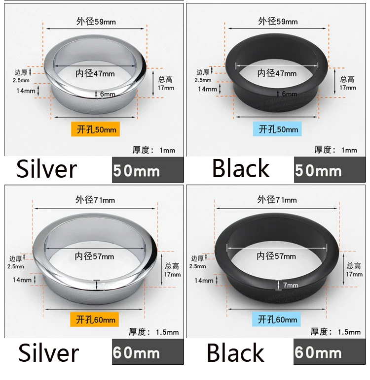 2 шт./лот черный или силврер цинковый сплав стол втулка фланец кабельный выход аккуратная Заглушка с отверстием для проводов ПК компьютер
