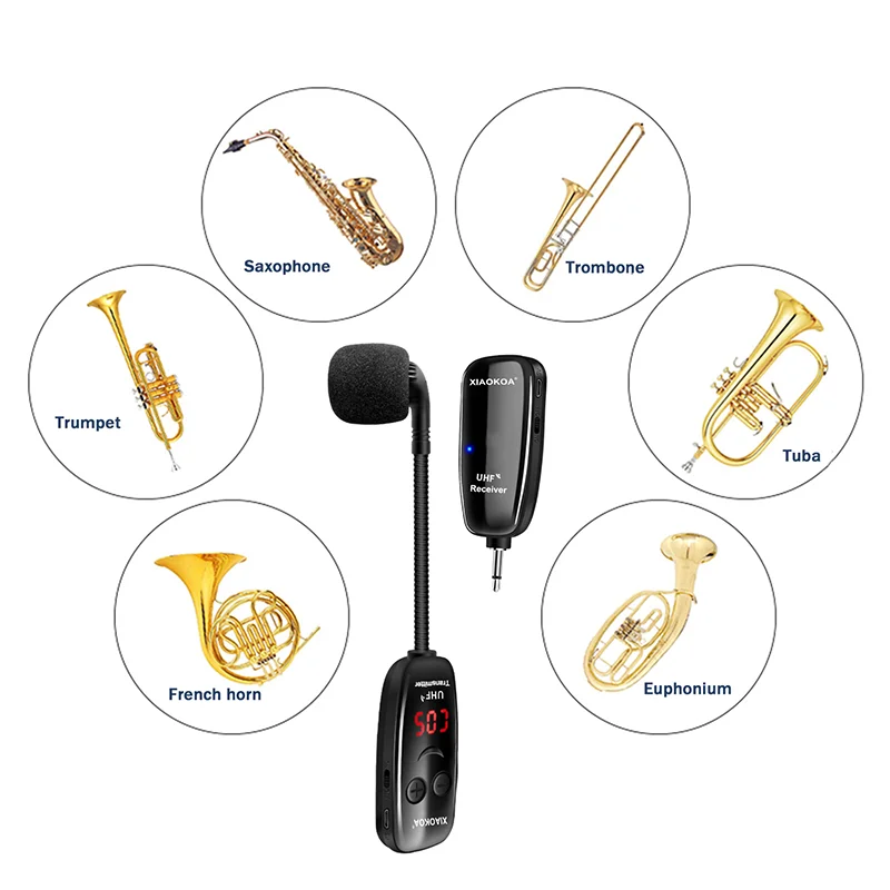 Microfone sem Fio Receptor sem Fio Fone de Saxofone com Alcance de m Ótimo para Trompetes Xiaokoa Transmissor Plug Play Uhf And - Image 4