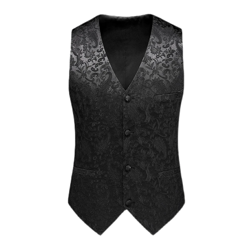 White Rose Sleeveless Waistcoat, Men's Single-breasted V-neck Business Vest, Wedding Party Men Vests Blue Red Black S-5XL 6XL 2