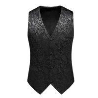White Rose Sleeveless Waistcoat, Men's Single-breasted V-neck Business Vest, Wedding Party Men Vests Blue Red Black S-5XL 6XL 2
