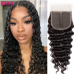 10PCS Wholesale Deep Wave Lace Closure Brazilian Human Hair Middle Part Closures Only Human Hair 4x1 Closure T Part Closure
