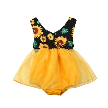 

Pudcoco 2019 New Fashion Summer Clothing Princess Newborn Kid Infant Girl Tutu Dress Sunflower Romper Jumpsuit Sunsuit