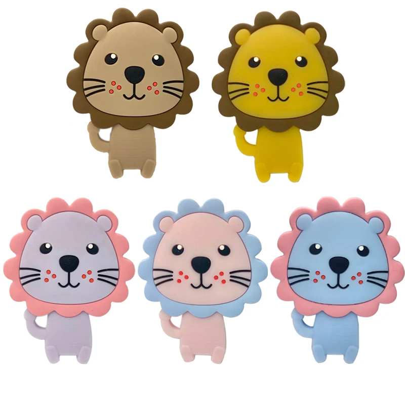 1Pcs Food grade Silicone Baby Teether infant Teething Toy Animal bear rabbit cat dinosaur Beads DIY hippo lion gift chewable baby teething items cheap	 Baby Teething Items