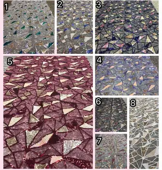 

African lace fabric 2020 high quality green and gold African tulle lace fabric with sequined guipure Nigerian lace fabric