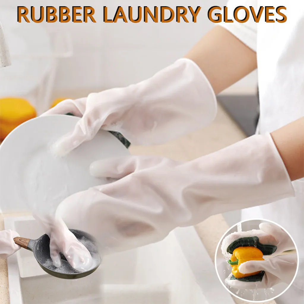 Dishwashing Gloves Non slip Insulation Wear resistant Kitchen Rubber