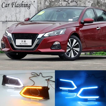 

2PCS For Nissan Altima Teana 2019 2020 LED Daytime Running Light Waterproof Car LED DRL fog Lamp with Turn Signal style Relay
