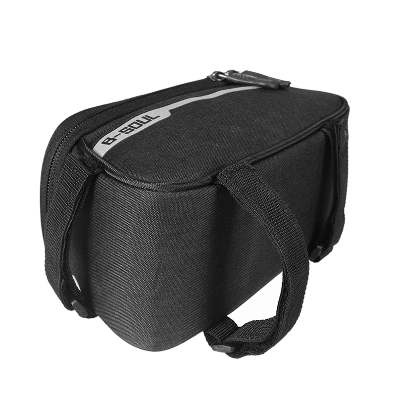 B-SOUL Waterproof Bicycle Bags Touch Screen Cycling Bags Panniers Bike Frame Front Tube Storage Bag 6.0 Inch(black