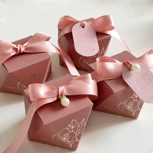 Boîte-cadeau en papier en forme de diamant, boîtes à bonbons, boîte  d'emballage de chocolat, faveurs de mariage pour invités, fête  préChristophe, fête d'anniversaire - AliExpress