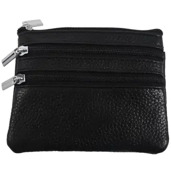 

Leather Change Coin Purse with 4 Pockets and Keychain for Women