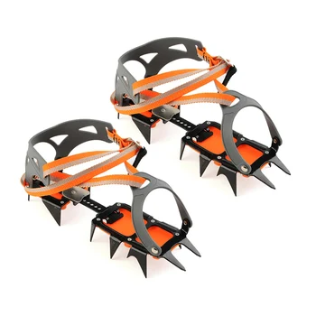 

14-point Anti-Skid Crampons Manganese Steel Climbing Gear Snow Ice Climbing Shoe Grippers Crampon Traction Device Mountaineering