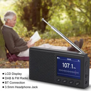 

Portable DAB Receiver FM Radio Bluetooth 4.2 Music Player 3.5mm Stereo Output Digital FM DAB Radio with 2.4in Color LCD Display