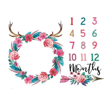 

Baby Kids Milestone Photography Blanket Antlers Printing Pattern Newborn Monthly Growth Photo Background Cloth