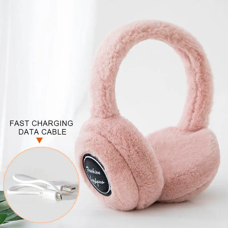 Flesh Pink MeterMall Winter Warm Folding Bluetooth Earphones Wireless Warm Plush Headphones Ear Protection Earmuffs Can Adjust Volume - Цвет: Flesh Pink