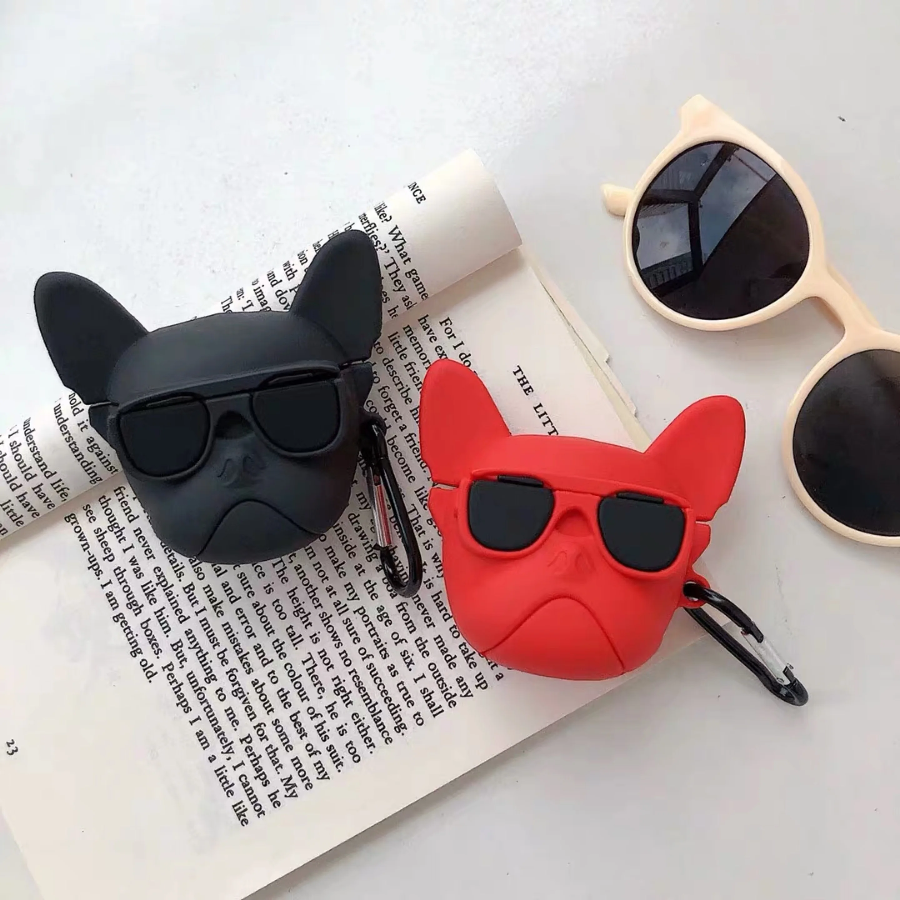 

Hot Pet dog 3D red soft silicon Wireless Earphone Charging Box Cover Bag for Apple AirPods 1 2 Bluetooth case French Bulldog
