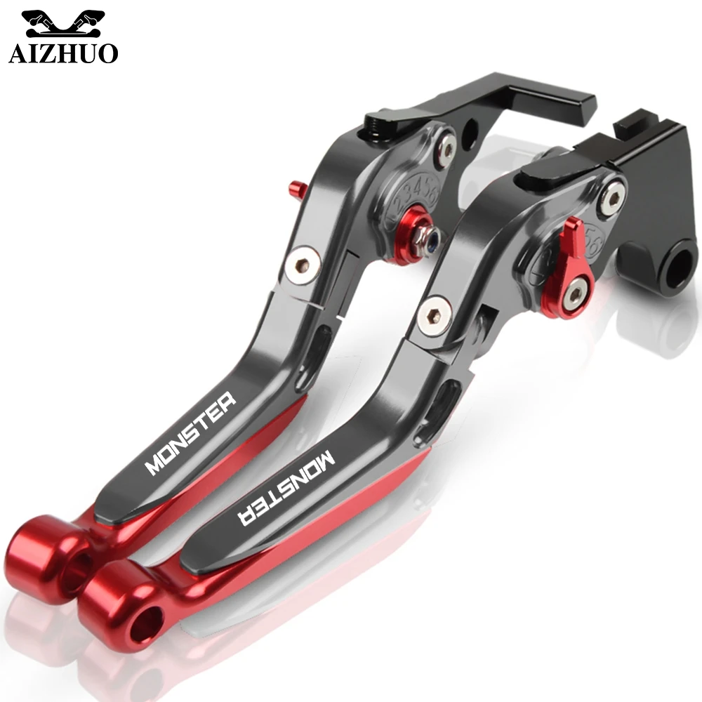 Для поездок на мотоцикле Ducati Monster 696 695 796 400 620 797 M600 M900 M620 мотоцикла с ЧПУ Регулируемая Складная Выдвижная сцепные рычаги - Цвет: gray gray red