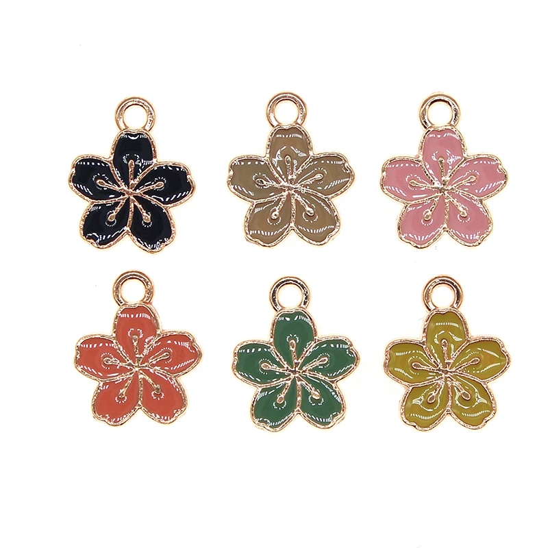 

20pcs/lot 12*15mm Cute Flowers Enamel Plum Blossom Charm Pendant For Earring Necklace Bracelet DIY Jewelry Making Finding XL1083