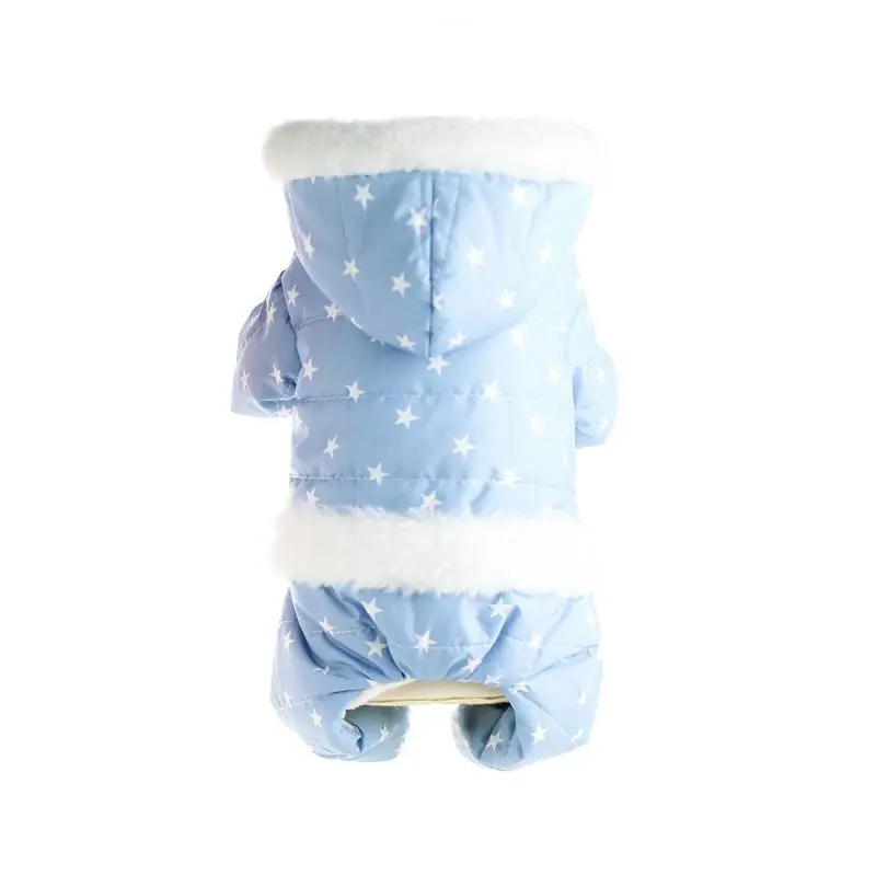 New 2 feet Dog Coat Cotton Dog Clothes Autumn& Winter Warm Jackets Dog Coat Dog Hooded Pets Jumpsuits Christmas Costume - Цвет: Синий