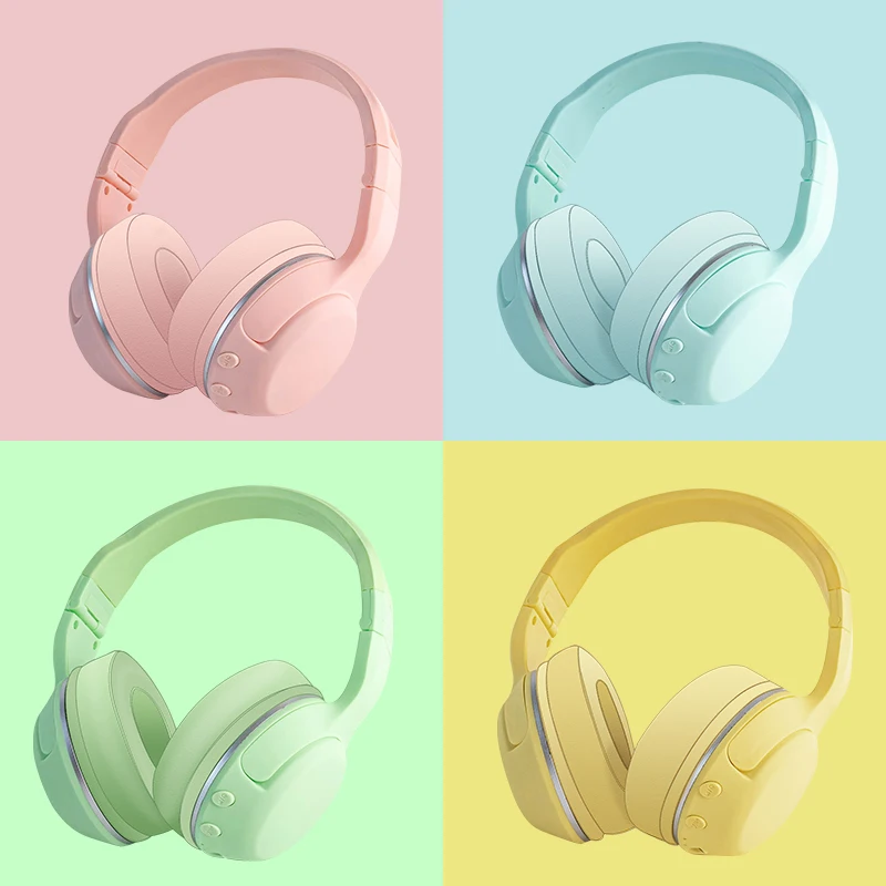 Colorful Kids Headset Wireless Noise canceling cute Girls Gift Bluetooth Headphones HIFI Stereo Bass 3 5mm Plug With Micphones