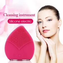 Электрическая силиконовая Очищающая щетка для лица, щетка для лица, очищающее средство, электрическое водонепроницаемое ультразвуковое массажное устройство для глубокой очистки кожи