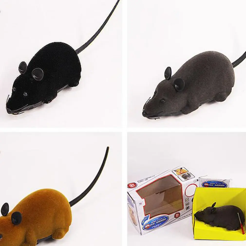 New Pet Toy Flocking Wireless Remote Control Electric Mouse Black Gray Mouse Toy Fun Pet Toy Children Gift