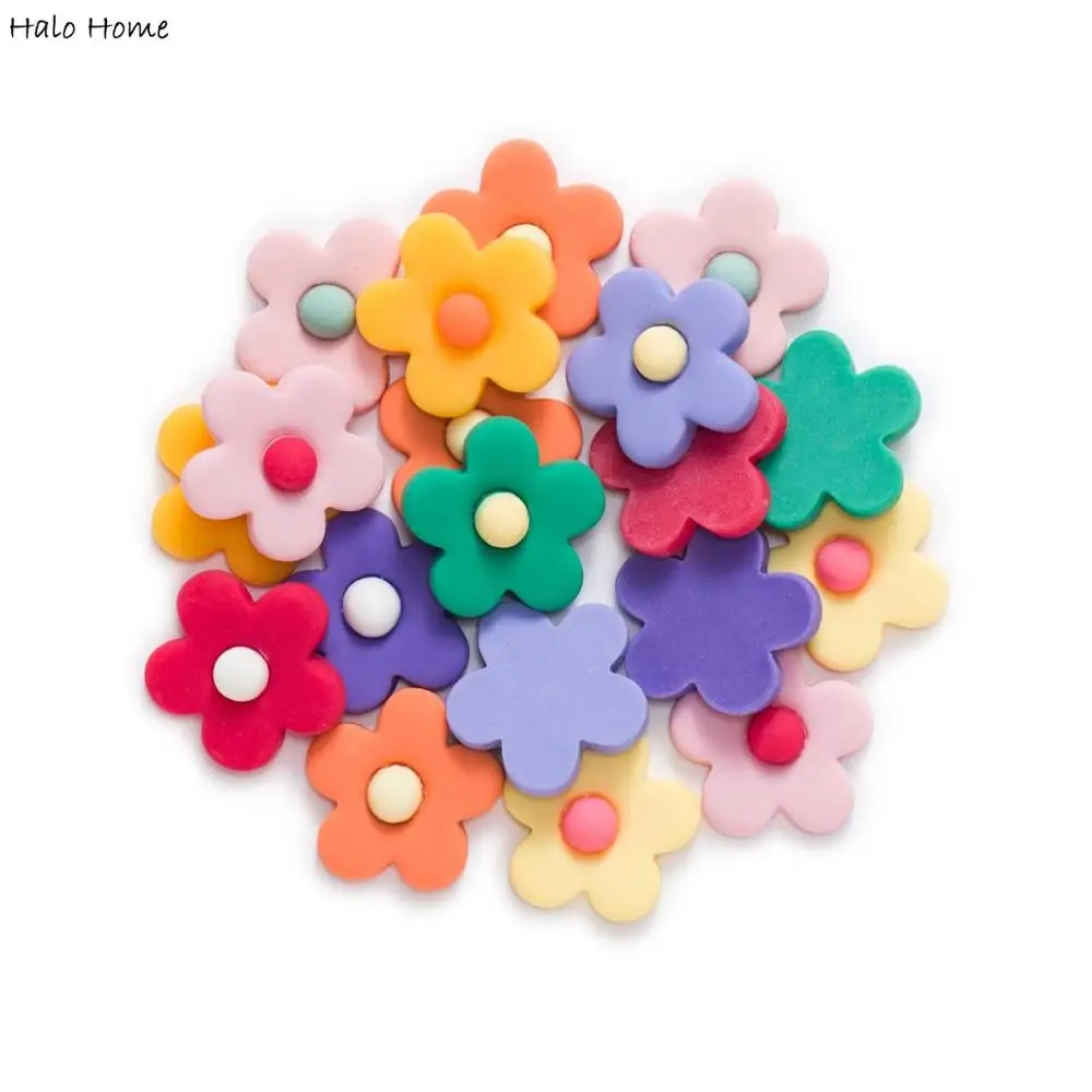20pcs Cute Flower Flatback Resin Cabochons Handmade Scrapbook Crafts Headswear Accessories Apparel Jewelry Phone Case Decor 25mm