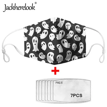 

Jackherelook Elastic Mouth Cover Mask Funny Ghost Pattern Comfortable Washable Soft Masks With 7pcs PM2.5 Filter For Men Women