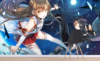 

[Self-Adhesive] 3D Sword Art Online 103 Japan Anime Wall Stickers Mural Decal Wall Murals AJ WALLPAPER Belly