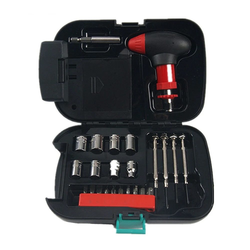 24pcs Car Household Socket Wrench Ratchet Screwdriver Lamp Emergency Light Repair Tool Set |