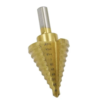 

Round Shank Step Drill Bit HSS Titanium Pagoda Drill Ladder Drill 1/4-1-3/8 Electric Drill Tool for Metal Wood Hole Punching