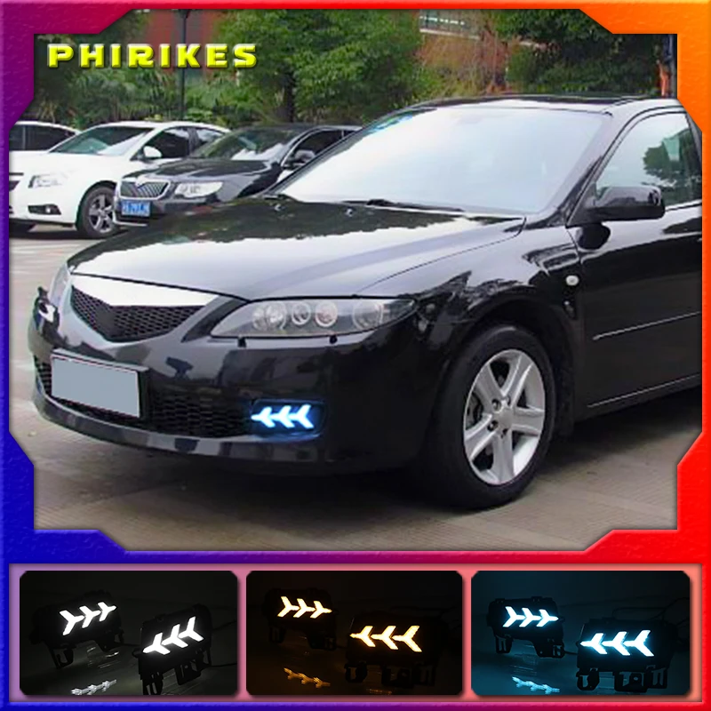 

1Pair For Mazda 6 Mazda6 2006 2007 2008 2009 LED DRL Daytime Running Light Daylight Waterproof with yellow Signal