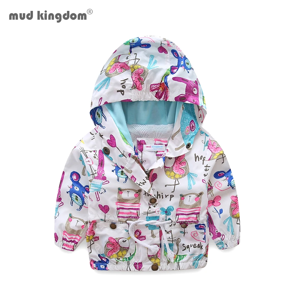 Mudkingdom/верхняя одежда для маленьких девочек с капюшоном Милая яркая Одежда