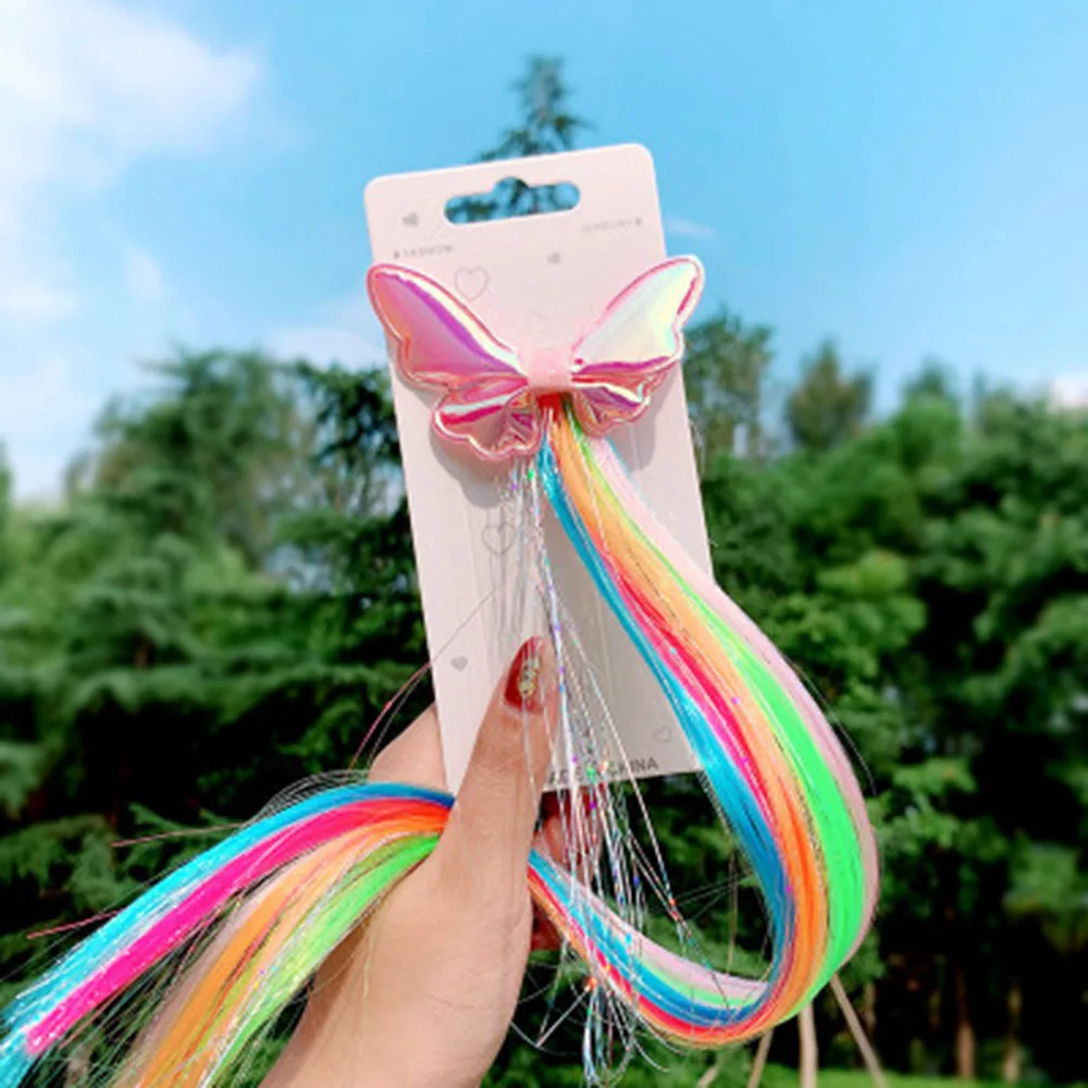 6 New Girls Lovely Gradient Colorful Unicorn Wigs Hairpins Princess Hair Ornament Headband Hair Clips Barrettes Kids Hair Accessor - Цвет: 6