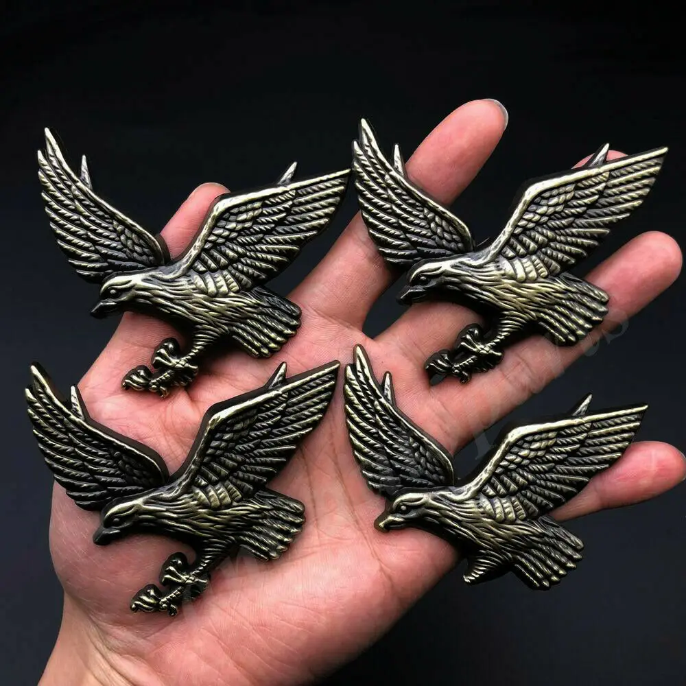 

4pcs 3D Bronze Metal Eagle Hawk Logo Car Trunk Rear Emblem Badge Decal Sticker