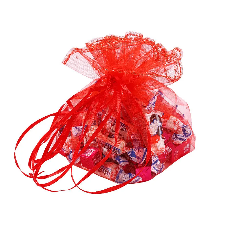 

Diameter 42cm 39cm Wedding Candy Gifts Packaging Pouches Christmas Party Sequin Organza Bags Net Sandbags