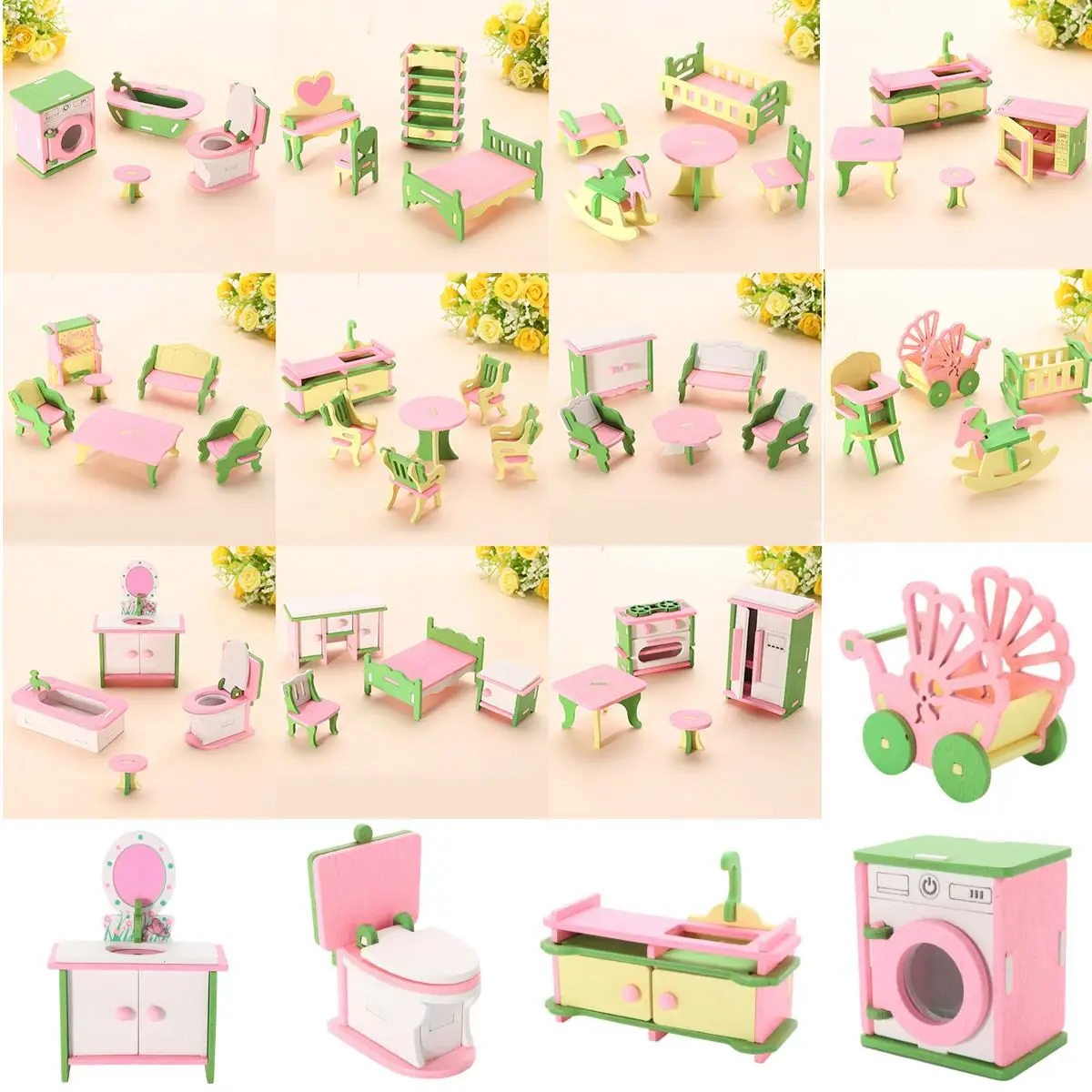 3D Кукольный дом набор Edutation игрушки наборы детские деревянные куклы мебель миниатюрный дом дети ребенок ролевые игры игрушки строительные блоки