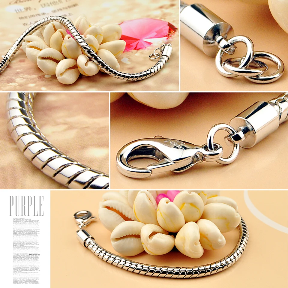 Hoops & Loops Pulsera De Plata De Ley 925 De 0.315 In Con Eslabones Cubanos De Miami