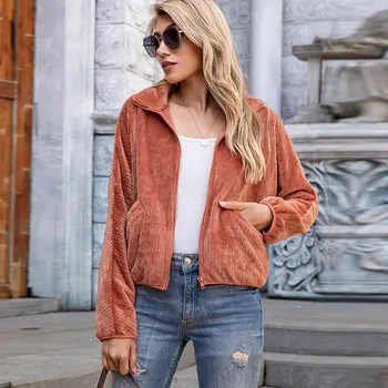 

2020 Autumn Winter Fleece Coat Women's Fleece Jacket Stand Collar Fleece Coats Cute Warm Outdoor Fleece Jacket Stormcoat Liner