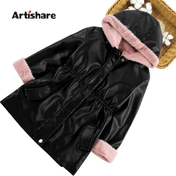

Girls Leather Jacket Patchwork Coat For Girls Casual Style Children's Jackets Winter Clothes For Girls 6 8 10 12 14