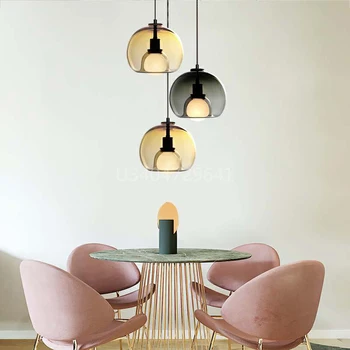 

Post-modern Glass Pendant Lights Amber/Gray Living Room Art Hotel Bedside Bedroom Study Hanging Lamps Dining Room Bar Fixtures