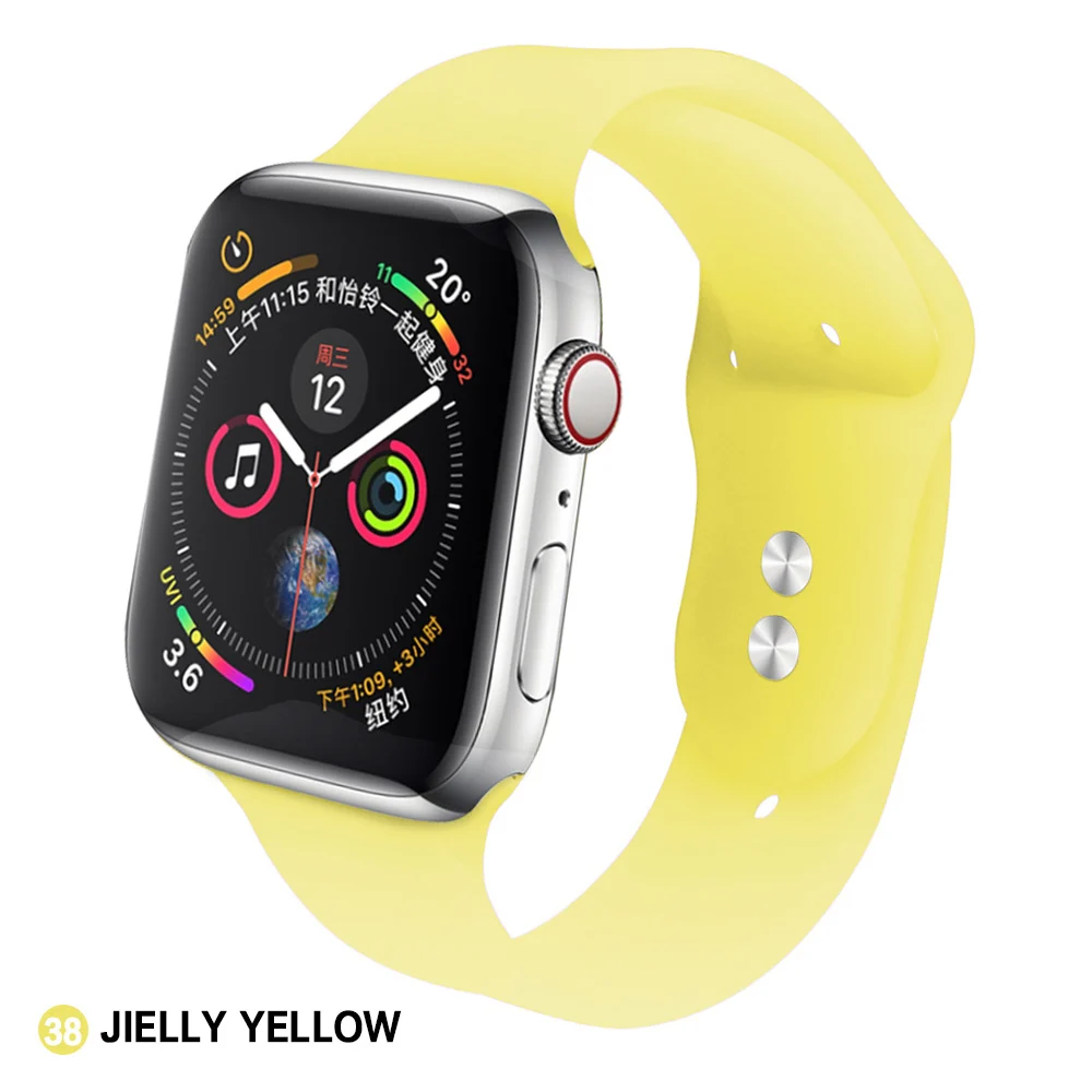 Мягкий силиконовый сменный спортивный ремешок для 38 мм Apple Watch Series1 2 3 4 5 42 мм ремешок для наручных браслетов для iWatch Sports Edition - Цвет ремешка: Jelly yellow