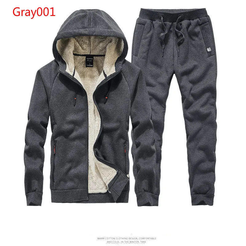 Cheap Casual Sports Sweatsuit Winter Men Sweat Suit Plus size 6XL 7XL 8XL Hooded Tracksuit Male Thick Zipper 2 PCS Men Sets Cashmere