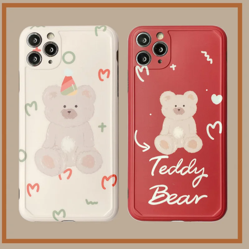 

Fundas For iphone 11pro x xr xsmax 7 8 plus Case doll Bear Cartoon All inclusive Silicone Soft Shell lovely Girl Back Cover