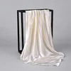 Foulard Hijab en Satin de Couleur Unie pour Femme, Châle Carré de 90cm pour Cheveux