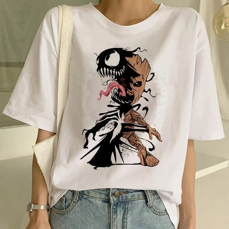 white Сексуальный кавайный Топ, топы, футболка, забавная мода, Vogue, мультяшная футболка, Harajuku, обрезанная, Tumbl, женская футболка, милая, Bady Groot, с принтом - Цвет: white