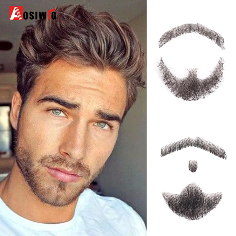 Weave Fake Beard Man Mustache Makeup For Film And Television Makeup Synthetic Fake Hair Cosplay Party Tools Aosiwig - Mustache, Temple Eyebrow - AliExpress